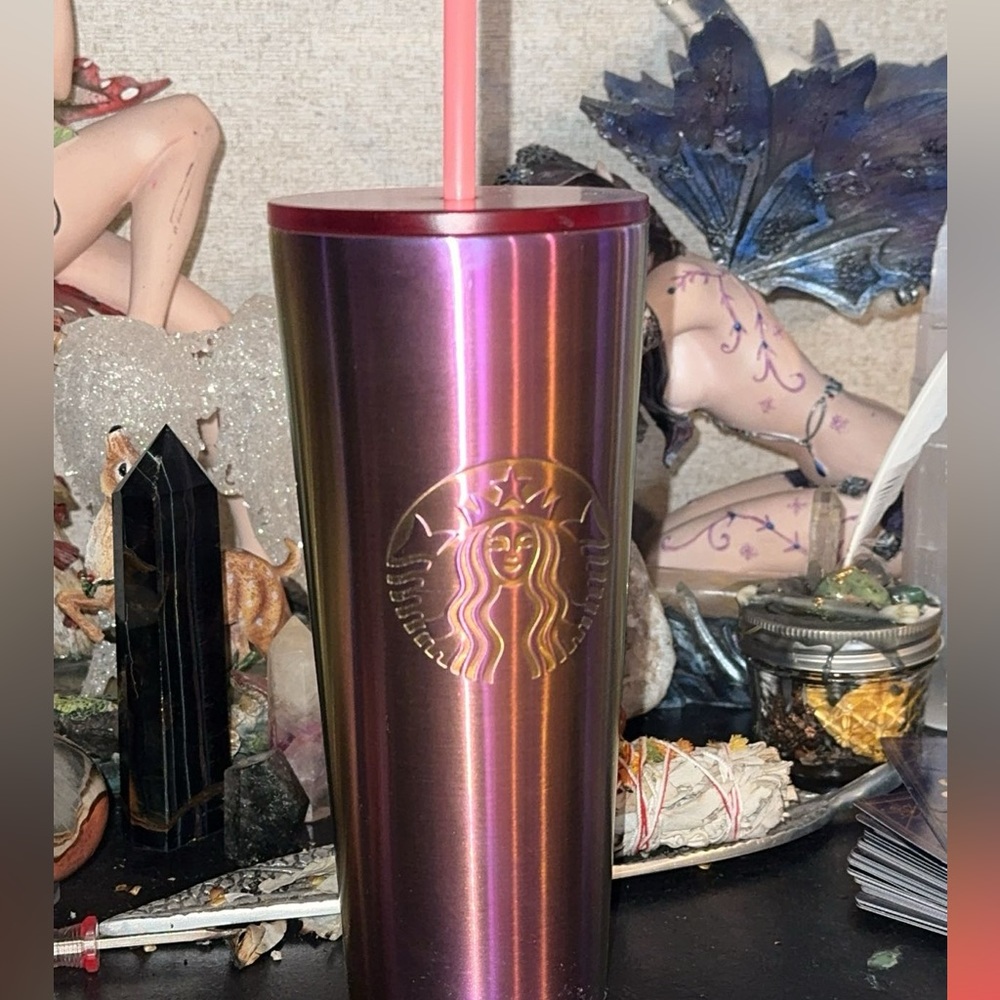LIGHTLY USED Limited Edition 2023 Fall/Winter Pink Metallic Starbucks Cup